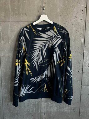 Hugo Boss Weleaf Foliage Print Sweatshirt Blue Men’s XL